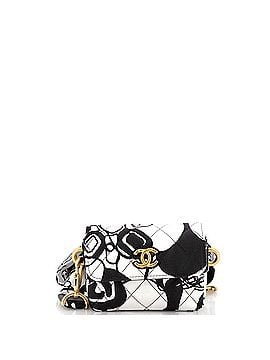 Chanel Deer Coco Flap Clutch with Strap Bag Quilted Printed Canvas Mini (view 1)