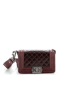Chanel Boy Flap Bag with Strap Quilted Glazed Calfskin with Leather Small (view 1)