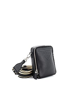 Prada Vertical Zip Around Logo Shoulder Bag Saffiano Leather (view 2)