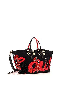 Christian Louboutin Flamencaba Tote Embellished Canvas with Leather Small (view 2)