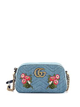Gucci GG Marmont Shoulder Bag Embroidered Matelasse Denim Small (view 1)