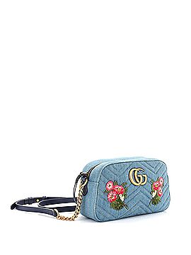 Gucci GG Marmont Shoulder Bag Embroidered Matelasse Denim Small (view 2)