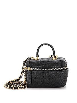 Chanel Top Handle Zip Around Vanity Case with Chain Quilted Caviar Mini (view 1)