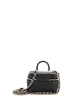 Chanel Top Handle Zip Around Vanity Case with Chain Quilted Caviar Mini (view 2)