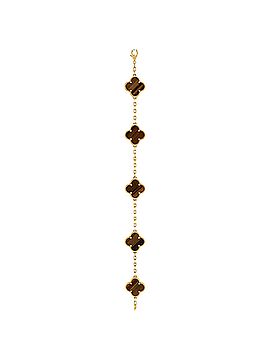 Van Cleef & Arpels Vintage Alhambra 5 Motifs Bracelet 18K Yellow Gold and Tiger Eye (view 2)