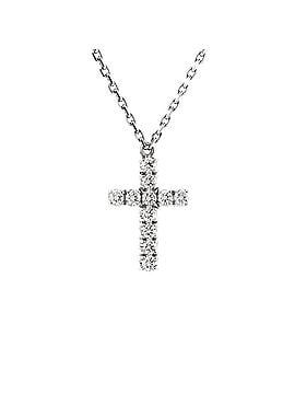 Cartier Cross Pendant Necklace 18K White Gold with Diamonds (view 1)