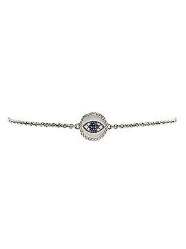David Yurman Cable Collectibles Evil Eye Bracelet 18K White Gold with Blue Sapphires, Diamonds and Black Diamonds 2mm (view 1)