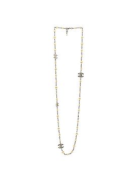 Chanel CC Dangling Pearls Necklace Metal with Faux Pearls and Crystals (view 2)
