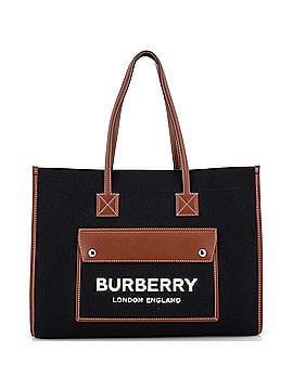 Burberry Freya Shopping Tote Canvas with Leather Medium (view 1)