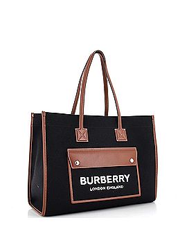 Burberry Freya Shopping Tote Canvas with Leather Medium (view 2)