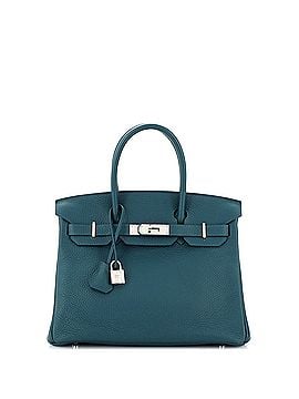 Hermès Birkin Handbag Blue Clemence with Palladium Hardware 30 (view 1)