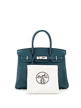 Hermès Birkin Handbag Blue Clemence with Palladium Hardware 30 (view 2)