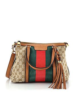 Gucci Rania Convertible Top Handle Bag Web GG Canvas Small (view 1)