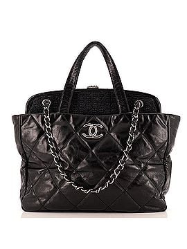 Chanel Portobello Tote Quilted Glazed Calfskin and Tweed Medium (view 1)