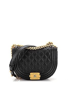 Chanel Boy Curved Messenger Bag Quilted Caviar Small (view 1)