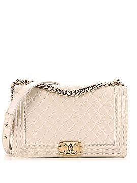 Chanel Boy Flap Bag Quilted Iridescent Patent New Medium (view 1)
