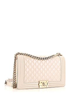 Chanel Boy Flap Bag Quilted Iridescent Patent New Medium (view 2)