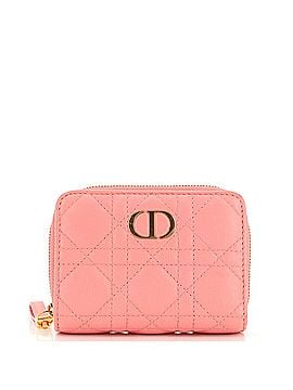 Christian Dior Caro Zipped Wallet Cannage Quilt Grained Calfskin Compact (view 1)