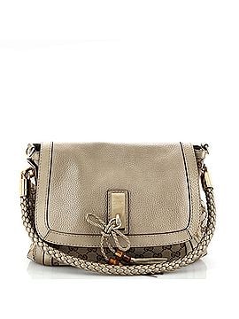Gucci Bella Flap Shoulder Bag GG Canvas with Leather Medium (view 1)