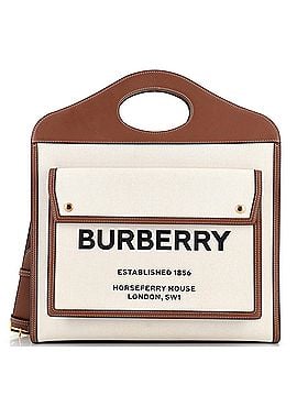 Burberry Logo Pocket Tote Canvas with Leather Medium (view 1)