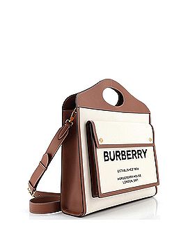 Burberry Logo Pocket Tote Canvas with Leather Medium (view 2)