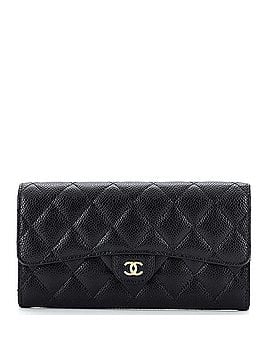 Chanel CC Gusset Classic Flap Wallet Quilted Caviar Long (view 1)