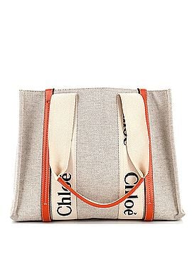Chloé Woody Tote Canvas with Leather Medium (view 1)