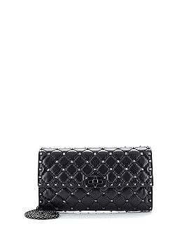 Valentino Garavani Rockstud Spike Wallet on Chain Beaded Quilted Leather Small (view 1)