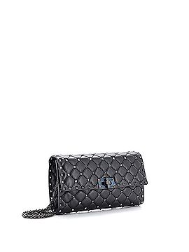 Valentino Garavani Rockstud Spike Wallet on Chain Beaded Quilted Leather Small (view 2)