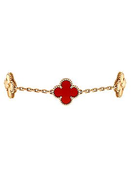 Van Cleef & Arpels Vintage Alhambra 5 Motifs Bracelet Guilloche 18K Rose Gold and Carnelian (view 1)