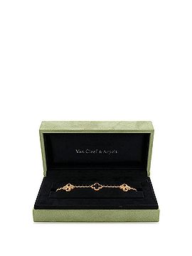 Van Cleef & Arpels Vintage Alhambra 5 Motifs Bracelet Guilloche 18K Rose Gold and Carnelian (view 2)