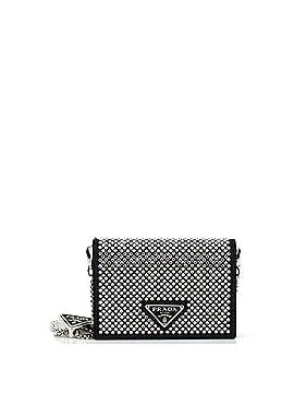 Prada Flap Card Holder with Chain Satin with Crystals (view 1)