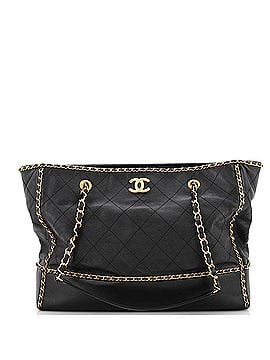 Chanel Chain Around Lines Shopping Tote Quilted Calfskin Small (view 1)