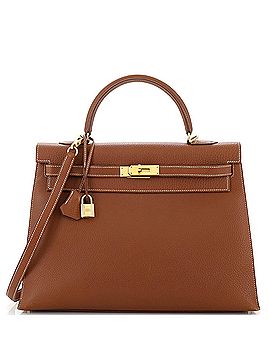 Hermès Kelly Handbag Brown Clemence with Gold Hardware 35 (view 1)