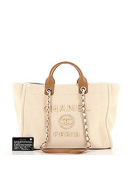 Chanel Deauville Tote Pearl Embellished Canvas Medium (view 2)