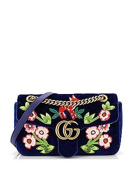 Gucci GG Marmont Flap Bag Embroidered Matelasse Velvet Small (view 1)