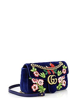 Gucci GG Marmont Flap Bag Embroidered Matelasse Velvet Small (view 2)