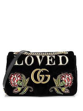 Gucci GG Marmont Flap Bag Embroidered Matelasse Velvet Medium (view 1)
