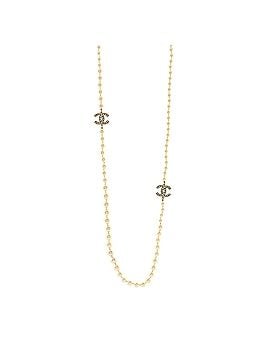 Chanel CC Long Necklace Faux Pearls and Crystal Embellished Metal (view 1)