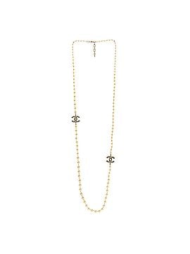 Chanel CC Long Necklace Faux Pearls and Crystal Embellished Metal (view 2)