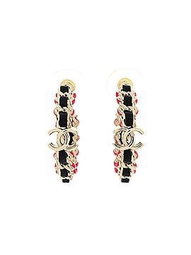 Chanel CC Chain-Link Bicolor Hoop Earrings Metal with Lambskin (view 1)
