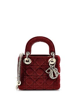 Christian Dior Lady Dior Chain Bag Cannage Quilt Velvet with Crystal Charms Mini (view 1)