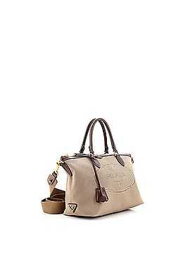 Prada Logo Convertible Zip Tote Canvas with Leather Small (view 2)