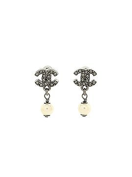 Chanel CC Drop Earrings Metal with Crystals and Faux Pearls (view 1)