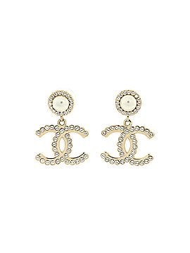 Chanel CC Drop Earrings Metal with Crystals and Faux Pearls (view 1)