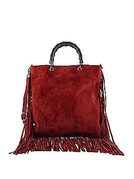 Gucci Bamboo Fringe Shopper Tote Suede Tall (view 1)