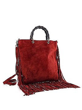 Gucci Bamboo Fringe Shopper Tote Suede Tall (view 2)