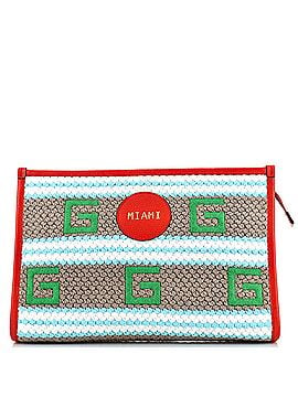 Gucci Zipped Pouch Limited Edition Cities GG Striped Woven Fabric with Leather (view 1)