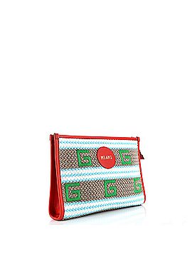 Gucci Zipped Pouch Limited Edition Cities GG Striped Woven Fabric with Leather (view 2)