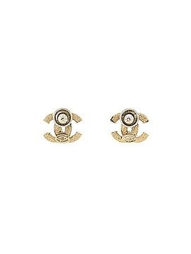 Chanel CC Stud Earrings Metal with Crystals (view 2)